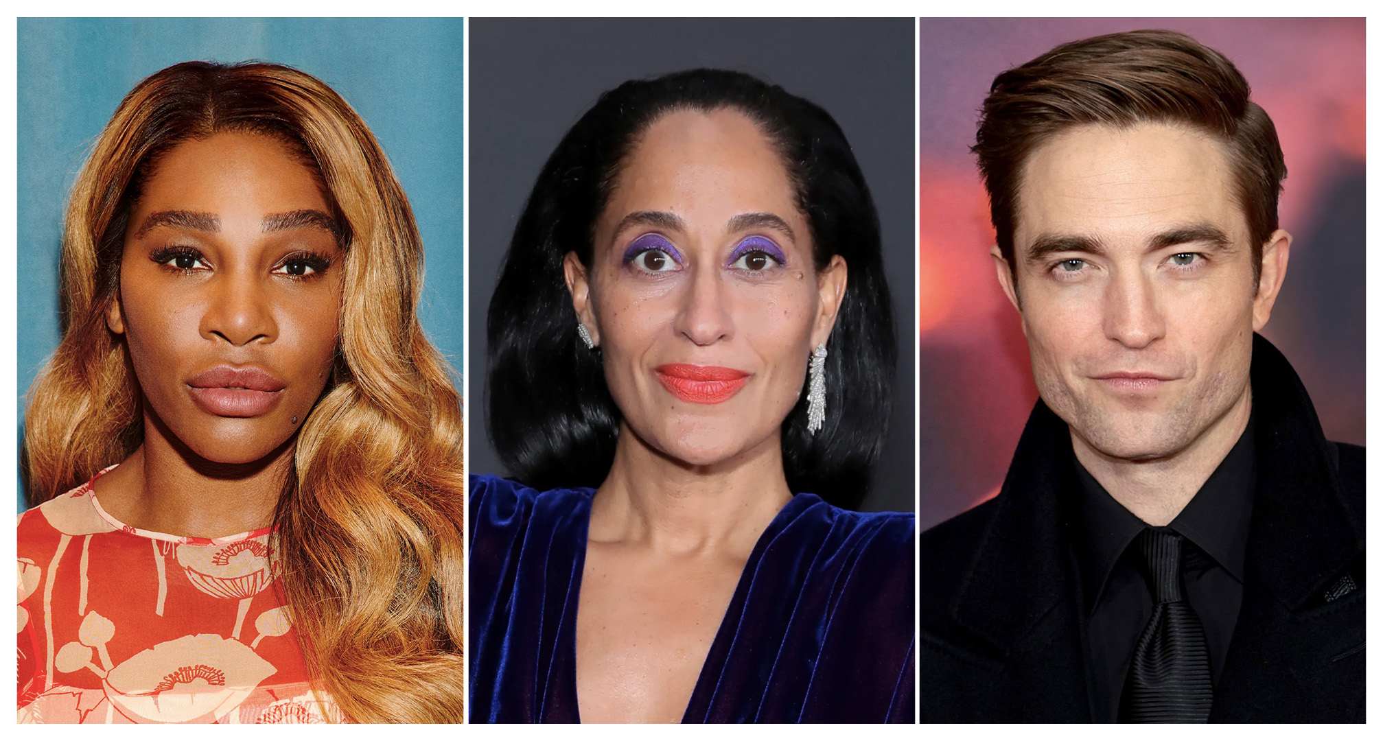 collage de serena williams, tracee ellis ross y robert pattinson