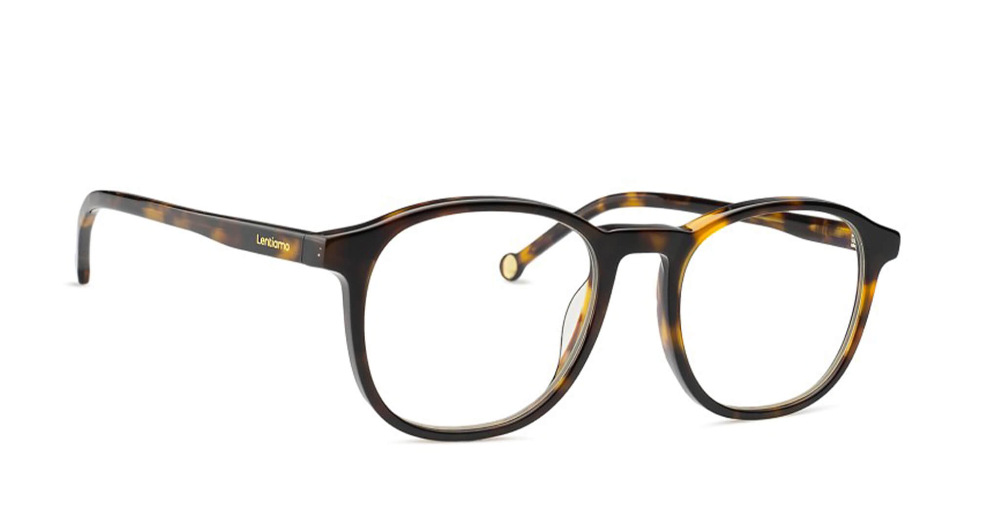 close up of tortoise shell lentiamo glasses lenses