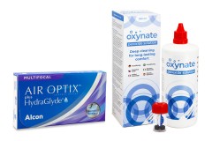 Air Optix Plus Hydraglyde Multifocal (3 lentillas) + Oxynate Peroxide 380 ml con estuche