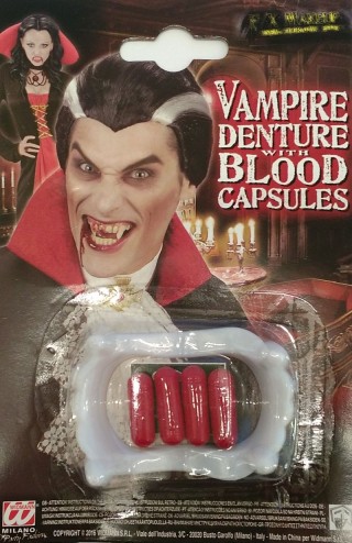 Colmillos de vampiro con cápsulas de sangre (bonus)