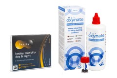 Lenjoy Monthly Day & Night (3 lentillas) + Oxynate Peroxide 380 ml con estuche